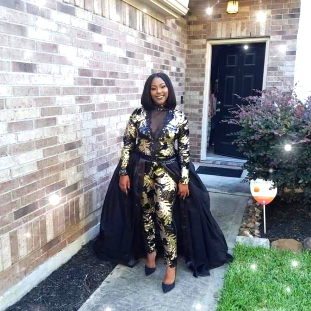 Prom Jumpsuit With Detachable Train